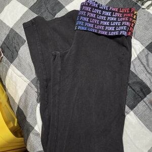 Victoria's Secret Black Y2K Rainbow Foldover Leggings